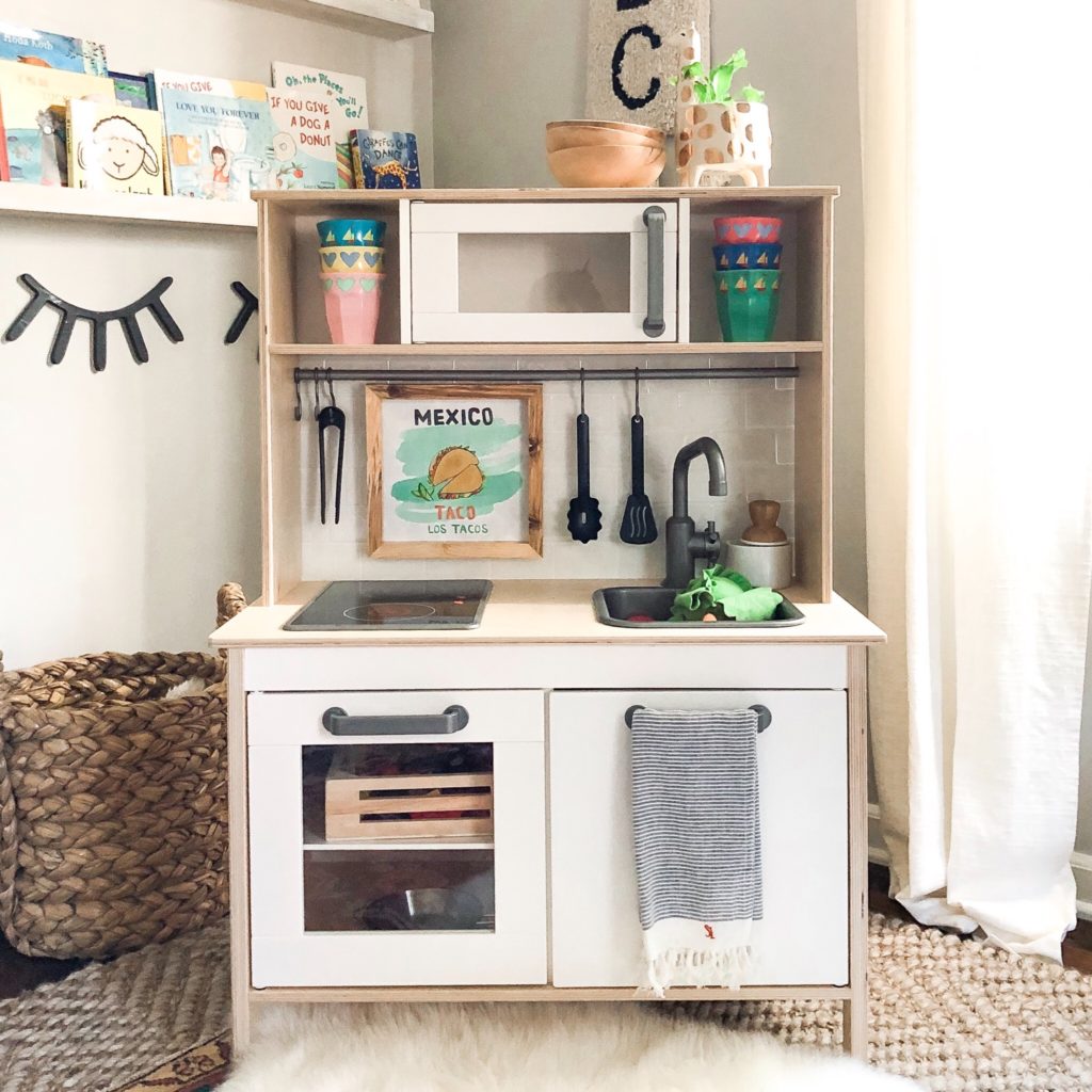 Kids play kitchen peek and stick backsplash Walmart Flower Kids Drew Barrymore