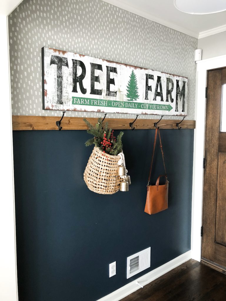 minimal christmas entryway etsy sign hanging basket diy wallpaper