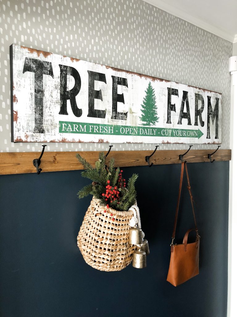 minimal christmas entryway etsy sign hanging basket diy wallpaper