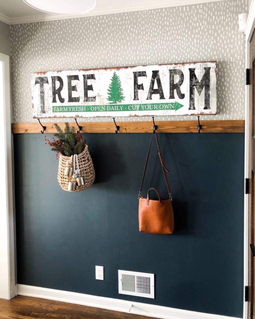 minimal christmas entryway etsy sign hanging basket diy wallpaper