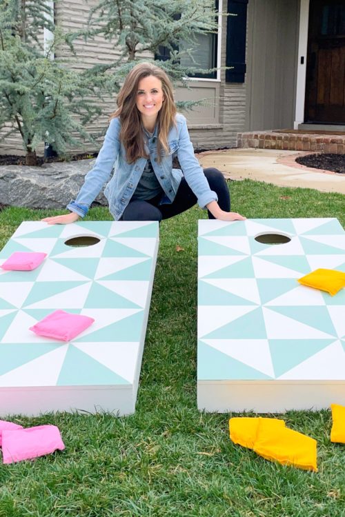 Geometric Painted Corn Hole Boards!